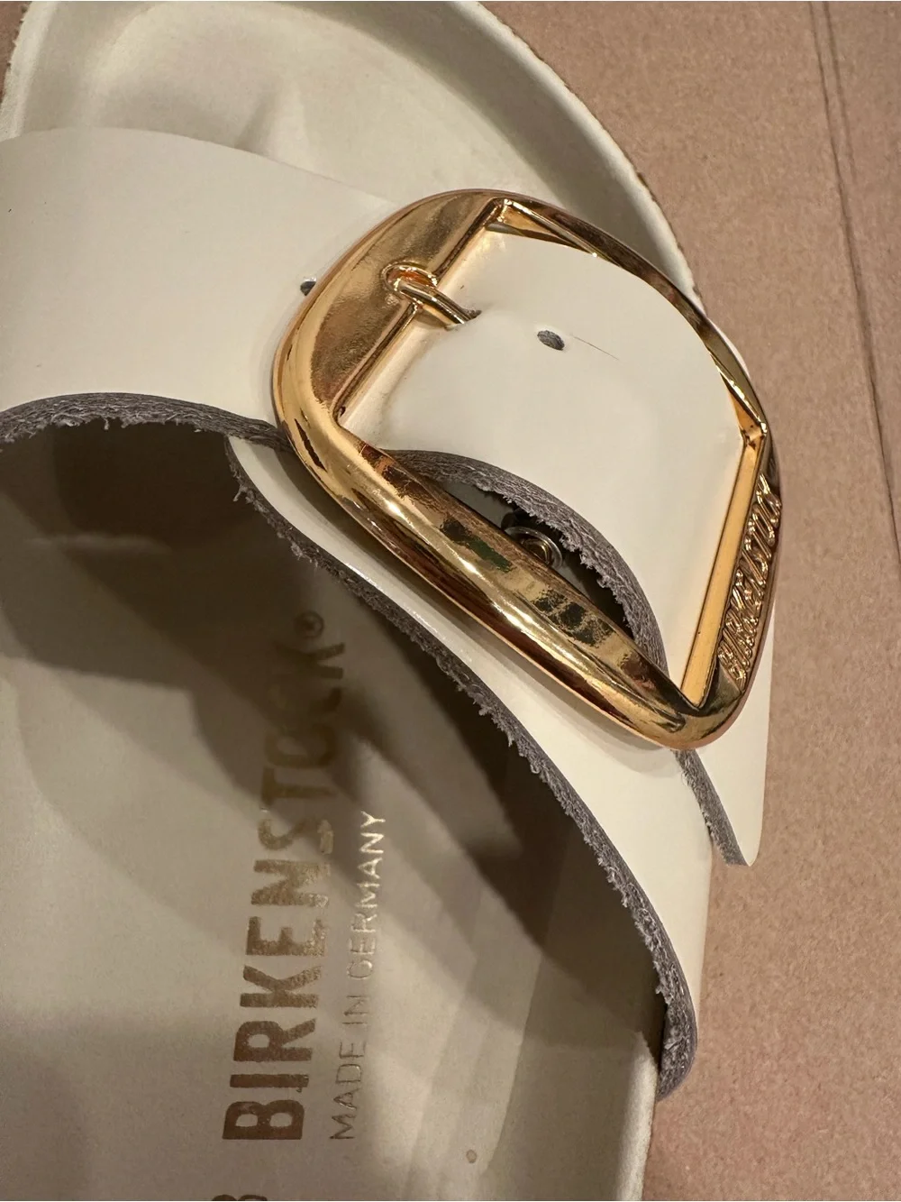 Birkenstock Madrid Cream Gloss Slides - Picture 2 of 10